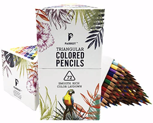 parrot triangular colored pencils adult coloring