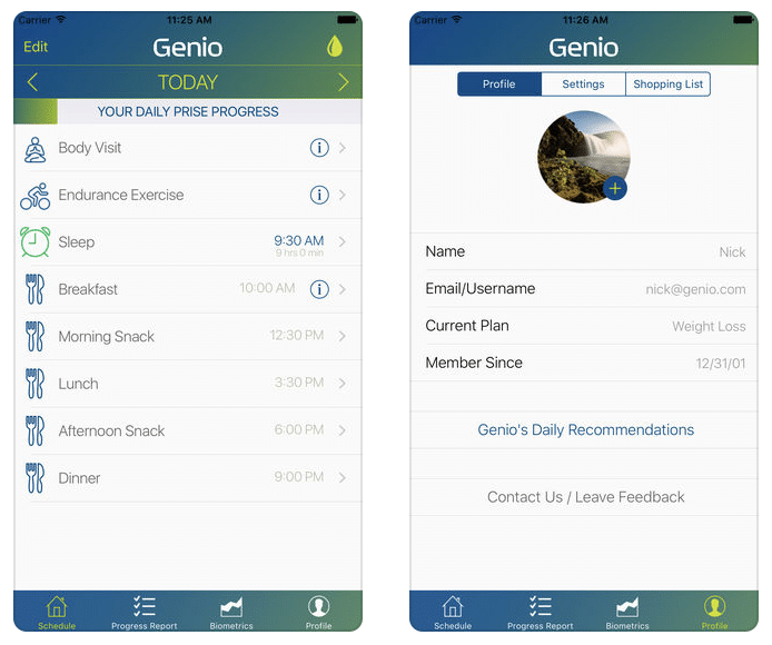 geniofit weight loss app screenshot