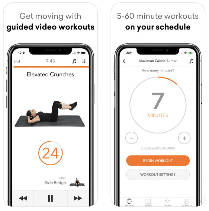 sworkit weight loss app screenshots