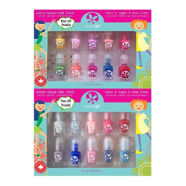 large pack of variety of colors of suncoat girl small kid friendly nail polishes